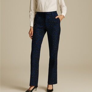 Banana Republic Logan Blue Shiny Leopard Print Trousers Chinos Size 6